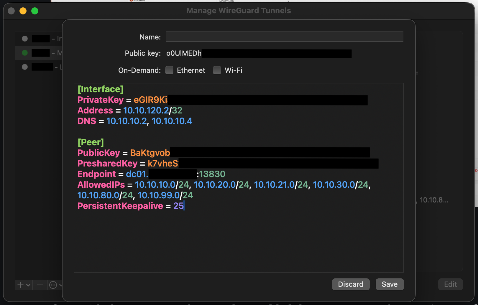 Add the new WireGuard peer to the client (desktop app)